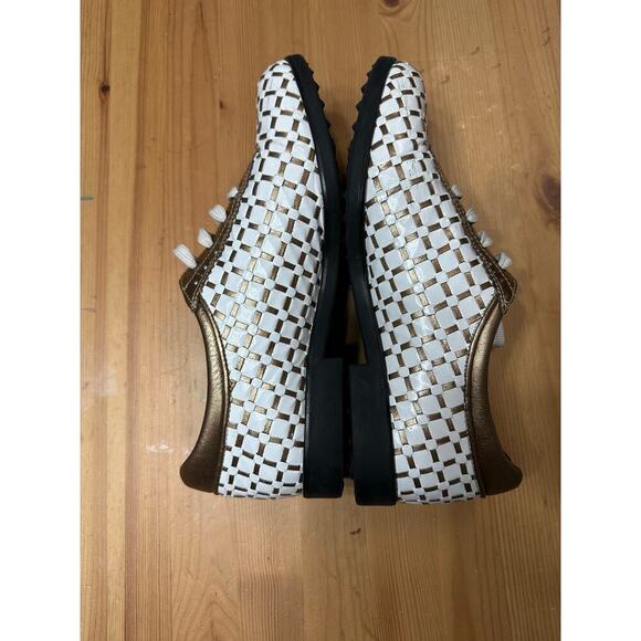 Aerogreen Leather Golf Shoes Women 10 Textured Metallic Woven Athletic Active - Picture 8 of 11